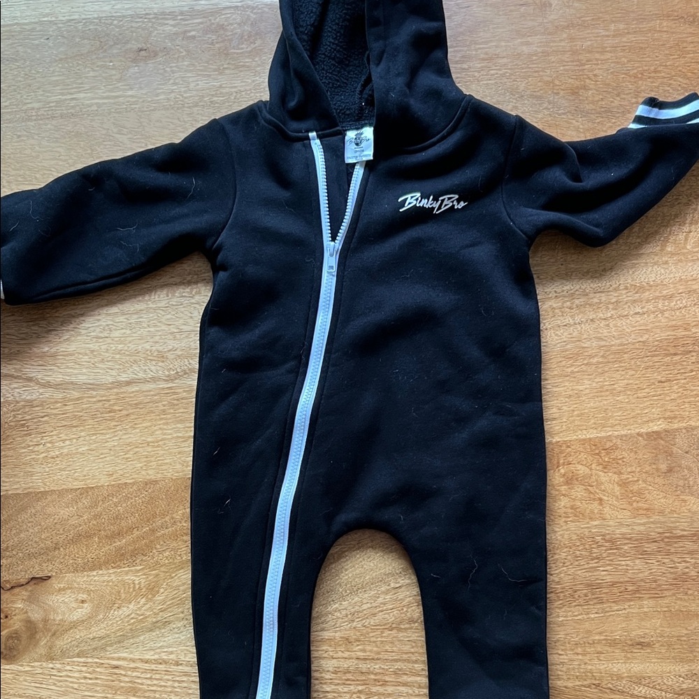 Little Bipsy Black Hooded sweatshirt onesie black and white size 12-18 months